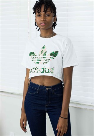 VINTAGE ADIDAS CROP TOP REWORKED LOGO 90S S 3.9