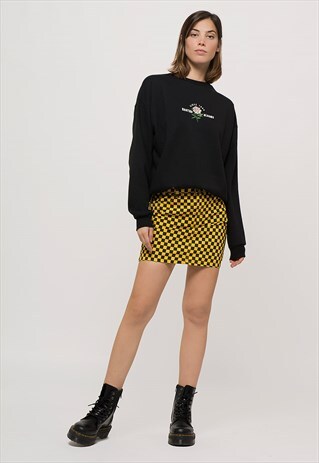 BLACK/YELLOW CHECK SKIRT