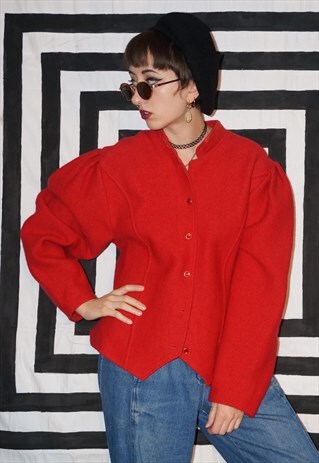 VINTAGE 80'S RED WOOL COAT