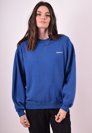REEBOK WOMENS VINTAGE SWEATSHIRT JUMPER MEDIUM BLUE 90S