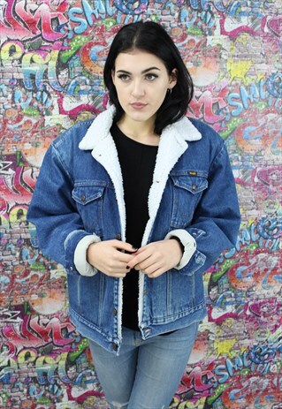 WRANGLER 80S SHERPA FLEECE LINED VINTAGE DENIM JACKET.