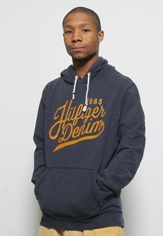 VINTAGE TOMMY HILFIGER DENIM HOODIE BLUE