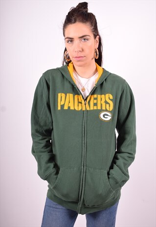 WOMENS VINTAGE NFL HOODIE JACKET XL GREEN 90'S