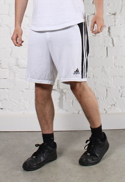 Vintage Adidas Shorts in White with Spell Out Logo 34"