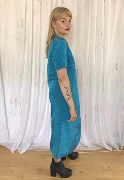 Blue midi straight line dress