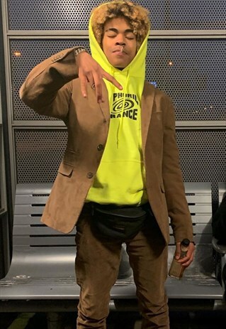 OVERSIZED HOODIE NEON YELLOW WITH BLACK GRAPHIC