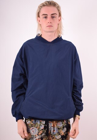 REEBOK MENS VINTAGE PULLOVER TRACKSUIT TOP XL BLUE 90S