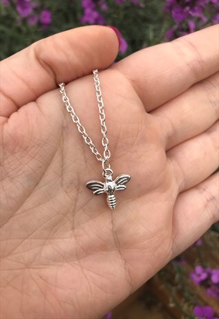 BEE NECKLACE, SILVER NECKLACE, LAYERED NECKLACE, BEES