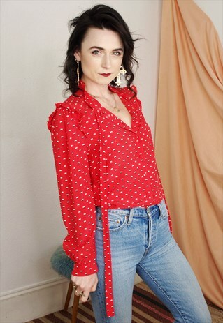 RED PUSSY BOW BLOUSE