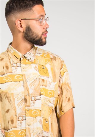 90'S YELLOW PATTERNED SHIRT