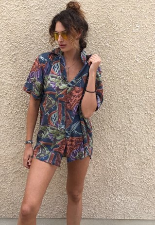 PATTERNED OVERSIZED RETRO VINTAGE UNISEX FESTIVAL SHIRT