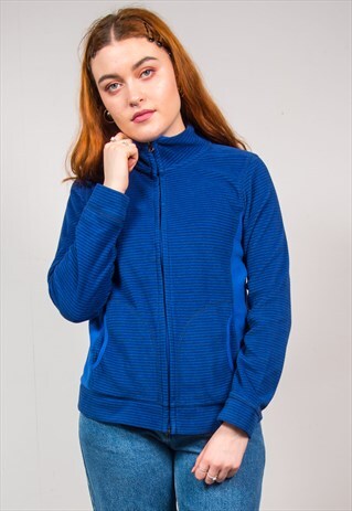 VINTAGE 90'S BLUE STRIPED FLEECE JACKET