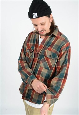 Vintage 90s Flannel Shirt Checked Pattern