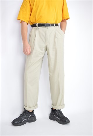 Vintage beige classic 80's suit trousers 