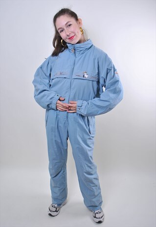 80S STUDIO AVENTURES DROOPY SKI SUIT, CARTOON BLUE SNOW SUIT
