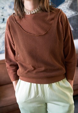 Vintage Net Layered 3/4 Sleeve Top
