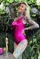 Metallic Hot Pink One Shoulder Swimming Costume / Body 