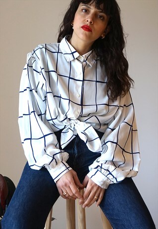 VINTAGE 80S LONG SLEEVE COLOR BLOCK SHIRT
