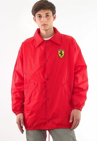 VINTAGE FERRARI COACH WINDBREAKER 90S RED