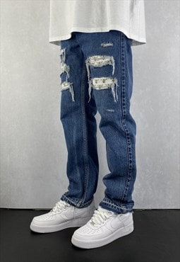 Vintage Levi's Patchwork Blue Jeans Straight Fit (31 x 31)