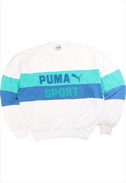 Vintage  Puma Sweatshirt Spellout Heavyweight Crewneck White