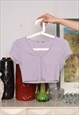 VINTAGE Y2K 00S MOD KNITTED BUTTONS DOWN LILAC TOP BLOUSE 