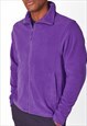 54 Floral Polar Zip Up Fleece Coat Jacket - Purple