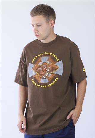 VINTAGE MENS STAR WARS CHEWBACCA LOGO T-SHIRT