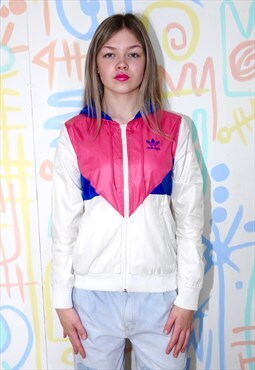Adidas Track Top Woven Tracksuit Jacket Pink White Small