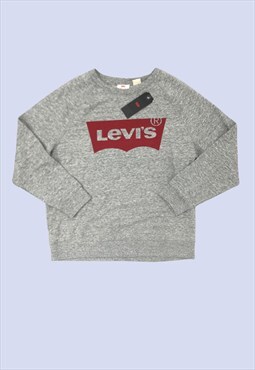 Levi's Grey Marl Soft Cotton Logo Spellout Casual Sweatshirt
