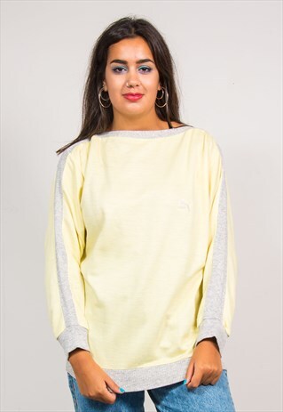 VINTAGE 90'S YELLOW PUMA SWEATSHIRT JUMPER