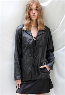 Vintage Y2K Rave Leather Jacket Medium 