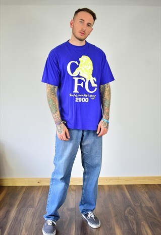 VINTAGE CHELSEA FOOTBALL BLUE PRINT T SHIRT