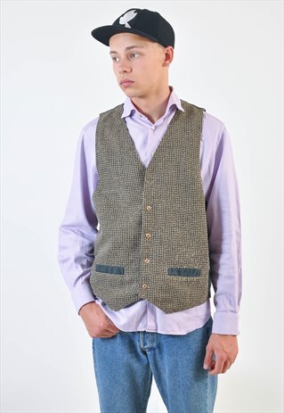 VINTAGE TWEED VEST IN BROWN