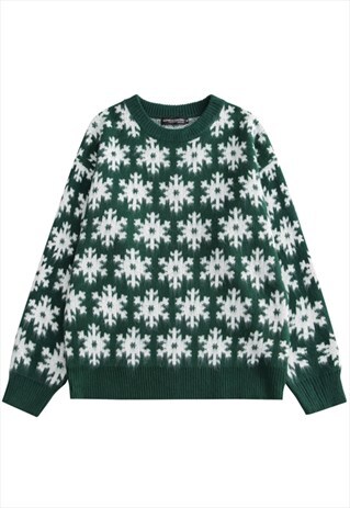 KALODIS SNOWFLAKE PATTERN LOOSE CASUAL SWEATER