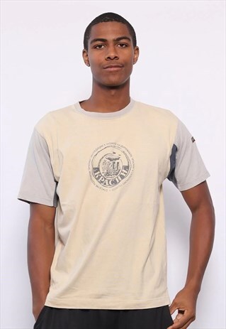 VINTAGE NAPAPIJRI BIG LOGO T-SHIRT BEIGE
