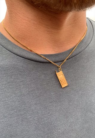 GOLD PHONE / BRICK PHONE PENDANT NECKLACE CHAIN