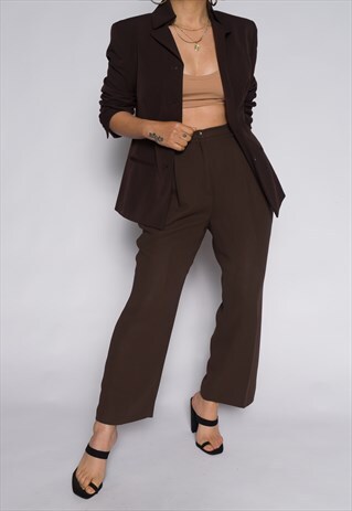 DEADSTOCK CHOCOLATE BROWN BLAZER AND PANT SUIT