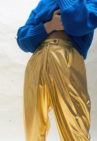 WIDE-LEG TROUSERS IN GOLD
