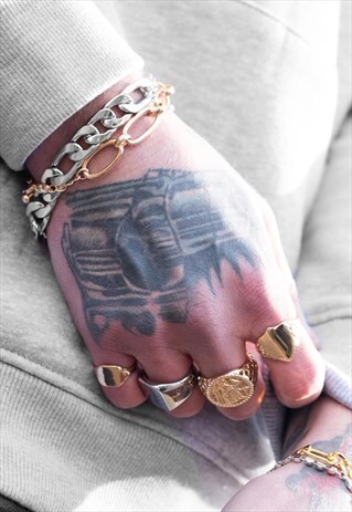 12MM STAINLESS STEEL CHUNKY CURB LINK BRACELET - SILVER