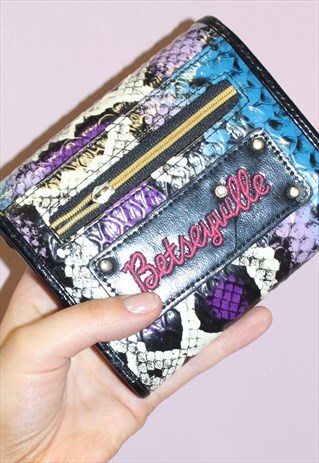 90S VINTAGE BETSEYVILLE MULTICOLOUR SNAKE PRINT PURSE RETRO