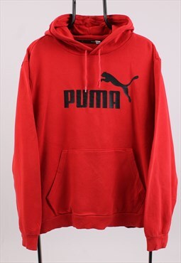 Vintage Men's Puma Red Pull Over Hoodie