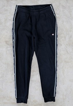 Vintage Champion Black Joggers Sweatpants Taped Seam Medium