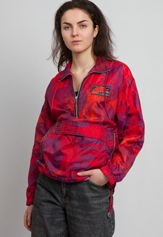 VINTAGE RED PURPLE NIKE HALF ZIP PULLOVER TRACK JACKET
