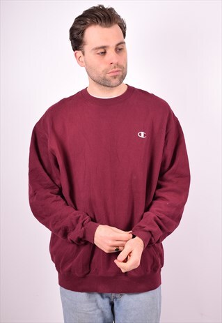 CHAMPION MENS VINTAGE SWEATSHIRT JUMPER XL MAROON 90S