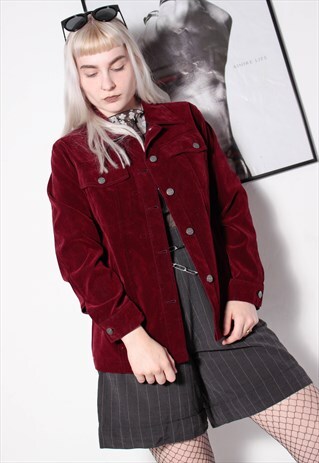 90S GRUNGE Y2K GOTH MERLOT SUEDE CLARET 80S VELVET JACKET