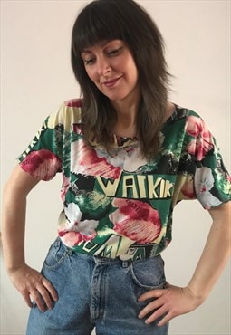 Vintage 80s WAIKIKI Floral T-shirt