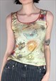 VINTAGE 90S VEST TOP GRAPHIC PRINT GRUNGE FAIRYCORE Y2K 