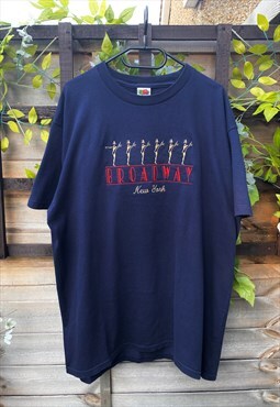 Vintage fruit of the loom blue 1990s Broadway T-shirt XXL 