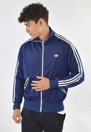 VINTAGE 90S BLUE ADIDAS TRACKSUIT TOP JACKET